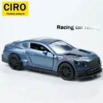 Alloy Simulation Die-Cast Pull-Back Toy Car, Blue, Gray, and Black Sports Car Models, Supercar Model, 1:43 Scale, Double-Door Simulation Design, Exquisite Replica, Glossy Paint Finish, Suitable for Children and Adults, Collection, Birthday/Decoration/Gift for Men - Image 4