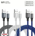 LAIHONEN Nylon Braided USB A To Lightning MFi Certified 1m 2m 3m Cable for iPhone 11 12 13 14 Pro XS Max XR X 6S 7 8 Plus SE