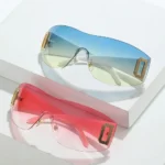 Trendy Shades Frameless Eyewear Sun Glasses Y2K Sunglasses for Women Wrap Around Punk Sport Sunglasses - Image 3