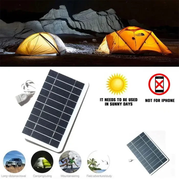 Portable Solar Panel 5V 2W Solar Plate With USB Safe Charge Stabilize Battery Charger for Power Bank Phone Outdoor Camping Home - Image 5