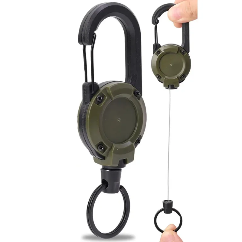 kf-Sb0d0b459b5104dea85484b131be37532A Retractable Heavy Duty Pull Reel Carabiner Key Chains Strong Steel Wire Rope Buckle Spring Key Ring Outdoor Sporty Keychain Tool - Image 1
