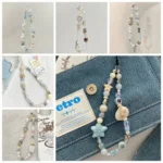Star Pearl Beaded Phone Chain Phone Charms Hanging Cord Phone Strap Anti-Lost Wrist Strap Mobile Lanyard Phone Pendant - Image 2