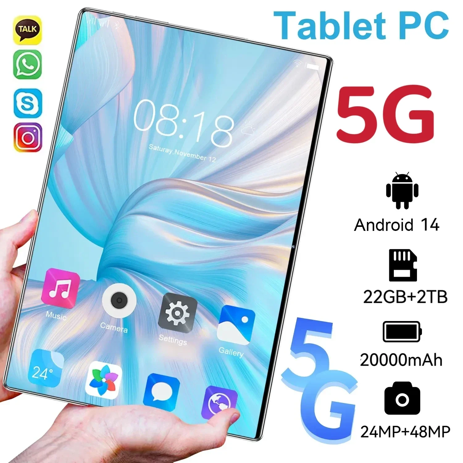 kf-Sb774e66fe32a4b7496d267600d830e29k 2025 5G Tablet Pad 15 Pro Android 14.0 Brand New 11 inch 22GB RAM 2TB ROM Tablet 24MP 48MP 20000mAh 10Core WIFI Network Tablet - Image 1