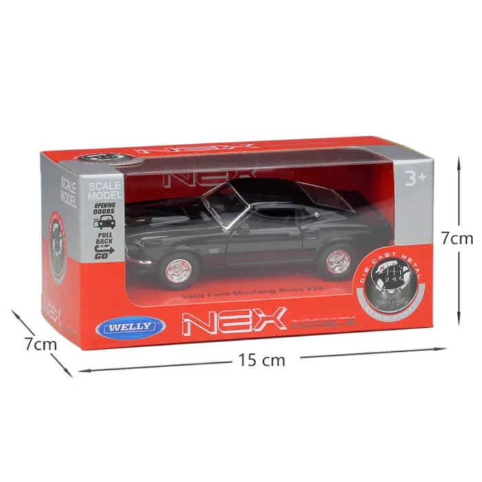 1/36 Ford Mustang Boss 429 Toy Car For Children Welly Diecast Vehicle Miniature Pull Back Free Wheels Collection Gift For Boys - Image 5