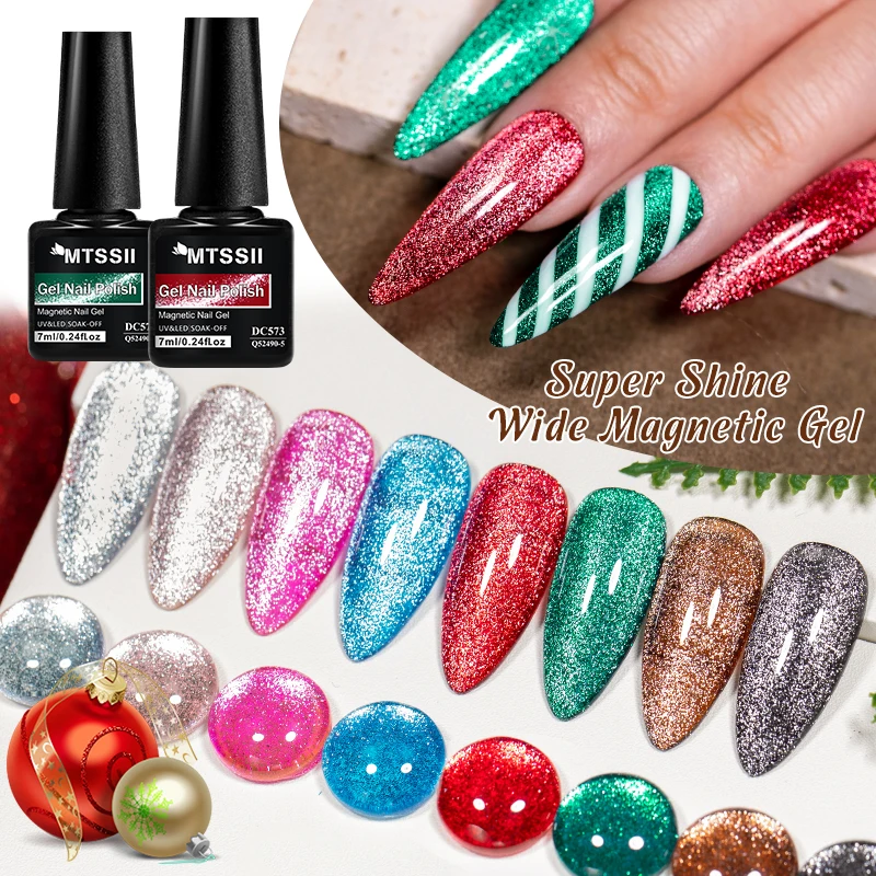 kf-Sbd08b5e522ef4dec9a6dc6c3c04e811cd MTSSII 7ml Super Shine Wide Cat Magnetic Gel Nail Polish Christmas Red Green Semi Permanent UV Gel Soak Off Nail Art Varnish - Image 3
