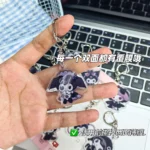 Cartoon Kuromi Melody, niche dark style acrylic keychain, cute girl's heart, Sanrio couple pendant, accessory, small gift - Image 2