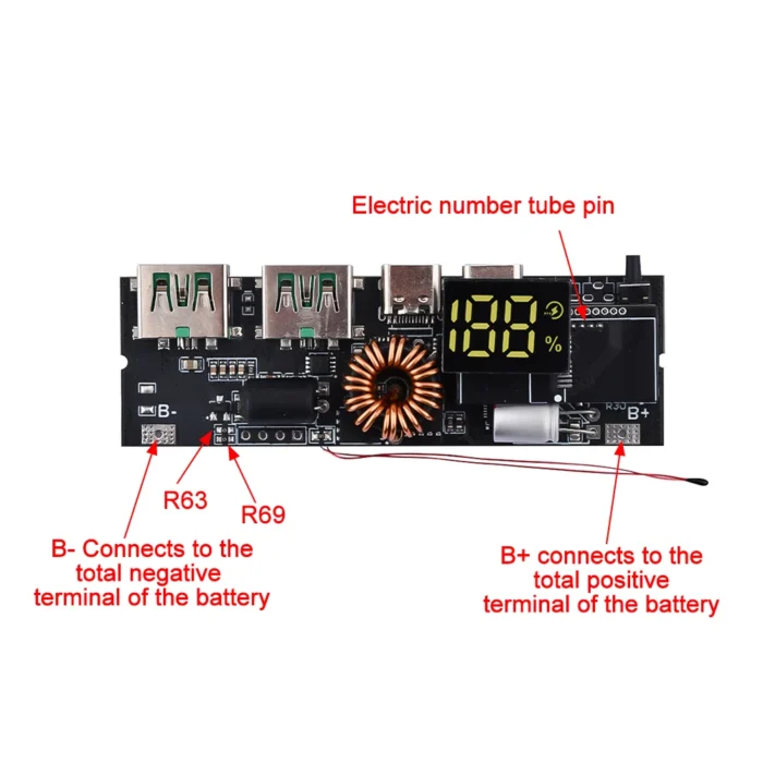 PD QC3.0 3S 4S 5S 65W 100W Power Bank Double TypeC Two Way Fast Charge Mobile Power Module 18650 Charging Temperature Protection - Image 2
