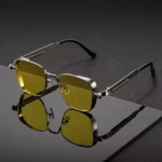 Men Driving Sunglasses Vintage Steampunk Square Sunglasses Metal Frame with Spring Hinges Women Eyepiece Trendy Driver Glasses - Image 6