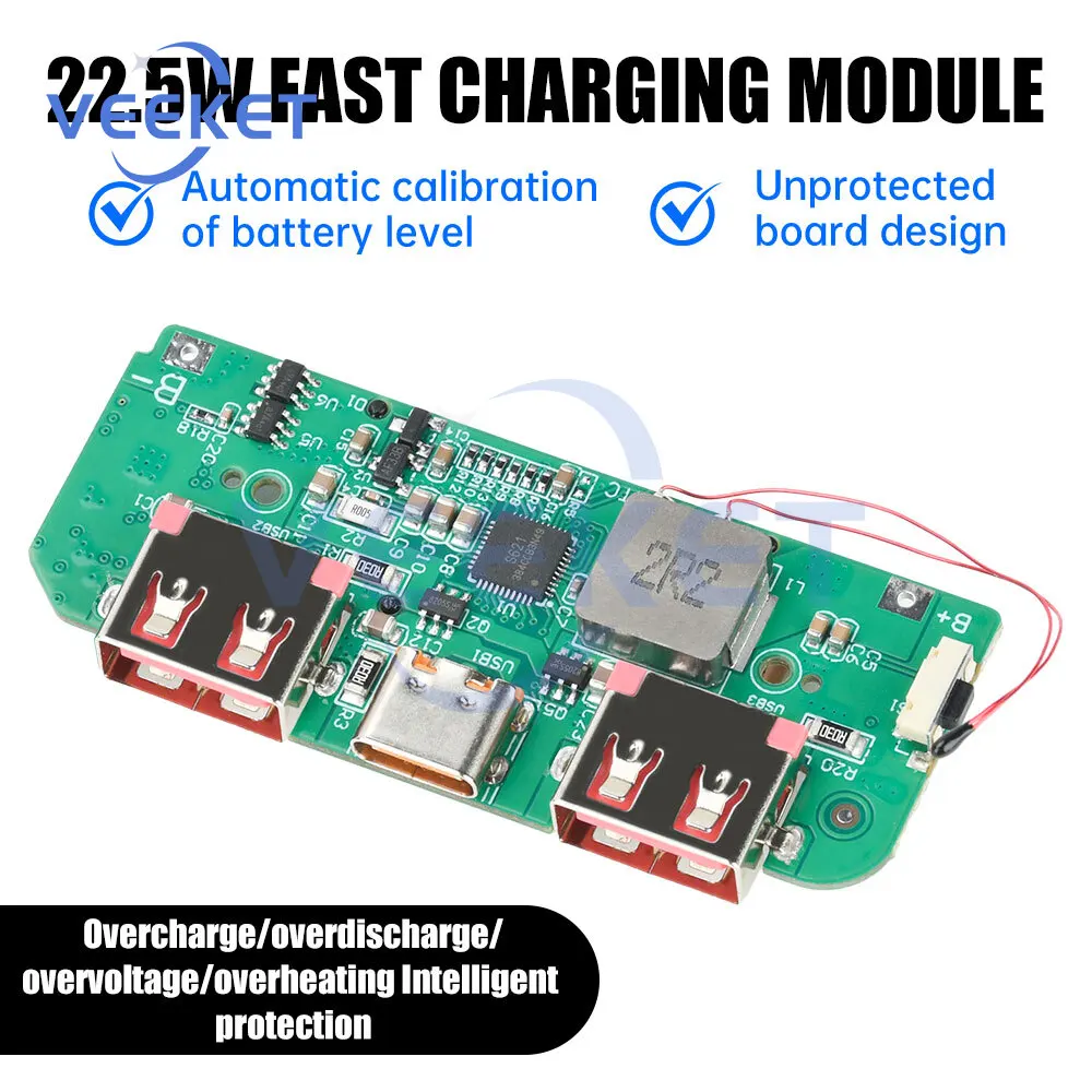kf-Sd5f6bb79979c4adcad54b926958e6c93B 22.5W Fast Charging Digital Display Power Bank Mainboard TFT Color Screen DIY Module Supports PD QC SCP VOOC for Mobile Devices - Image 2