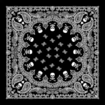 Hip Hop Ice Silk Skull Bandana, Square Scarf, Black and White Paisley, Multifunction Headband for Men and Women, New, 58x58cm - Image 3
