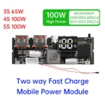 QC3.0 PD2.0 LED 4 Port USB 3S 4S 5S 65W 100W Micro/Type-C USB Mobile Power Bank 18650 Charging Module Circuit Protection - Image 3