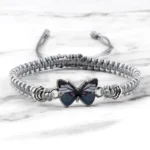 Hot Gray Butterfly Fashion Bracelet Classic Black White Braided Rope Chain Handmade Bracelets for Women Men Adjustable Jewelry - Image 3