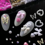 12Grids-Box Mixed 3d Alloy Hollow Butterfly Nail Charms With Mini Acrylic Flower+Round Diamond Nail Art DIY Manicure Supplies - Image 6
