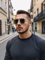 Men Driving Sunglasses Vintage Steampunk Square Sunglasses Metal Frame with Spring Hinges Women Eyepiece Trendy Driver Glasses - Image 2