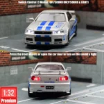 1/32 Nissan Skyline GTR R34 JDM Toy Car Model Diecast Vehicle Miniature Sound & Light Pull Back Collection Gift Children Boy - Image 3
