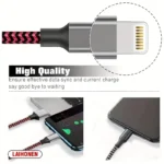 LAIHONEN Nylon Braided USB A To Lightning MFi Certified 1m 2m 3m Cable for iPhone 11 12 13 14 Pro XS Max XR X 6S 7 8 Plus SE - Image 4