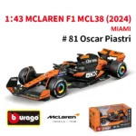 Bburago 1:43 2024 Mclaren MCL38 Miami Monaco F1 Formula Car Die Cast Vehicles Collectible Model Racing Toys - Image 3