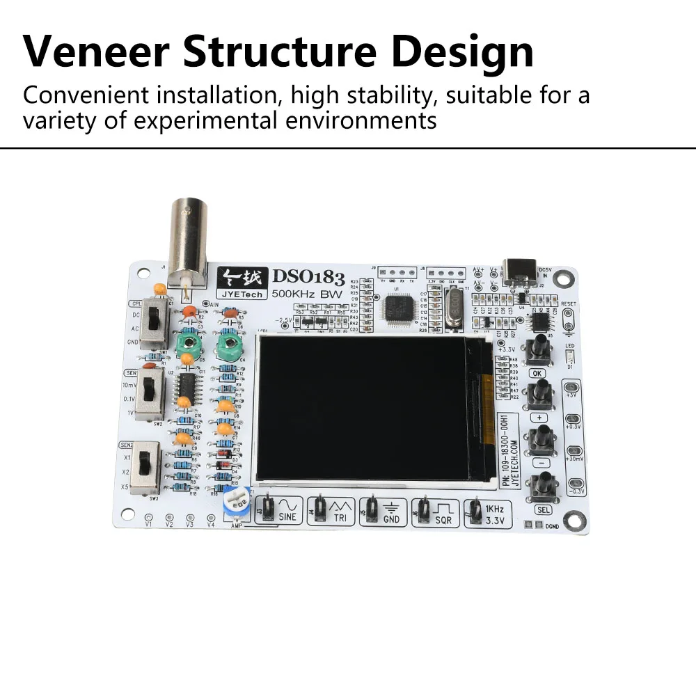 kf-See5fd3a9bfd649c1a1df93f147443a18U DC 5V DSO183 0-500KHz Digital Oscilloscope DIY Parts Beginner Training Measurement Instrument Electronic Kit Type C Interface - Image 5