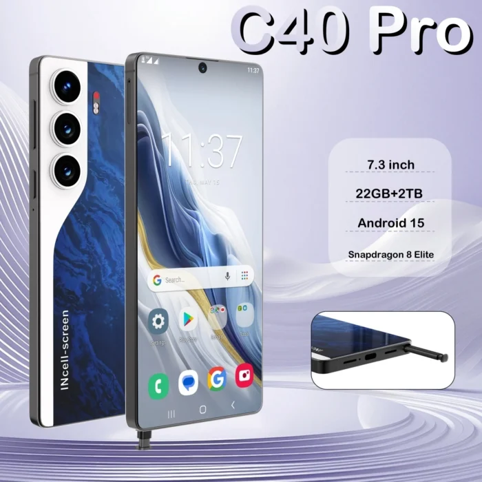 HOT 2025 new C40 Pro original intelligent 4G 5G dual card dual standby Android 14 system global version 108MP 8000mAh battery - Image 1