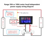 DC 0~100V/200V LED Digital Voltmeter Ammeter Car Motocycle Voltage Current Meter Volt Detector Tester 10A/50A/100A with Shunt - Image 4