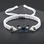 Hot Gray Butterfly Fashion Bracelet Classic Black White Braided Rope Chain Handmade Bracelets for Women Men Adjustable Jewelry - Image 2