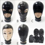 Halloween Latex Hood Mask Leather Fetish Head Hood Sexy Black Cosplay Mask for Women Men Party Role Games Performance Costumes