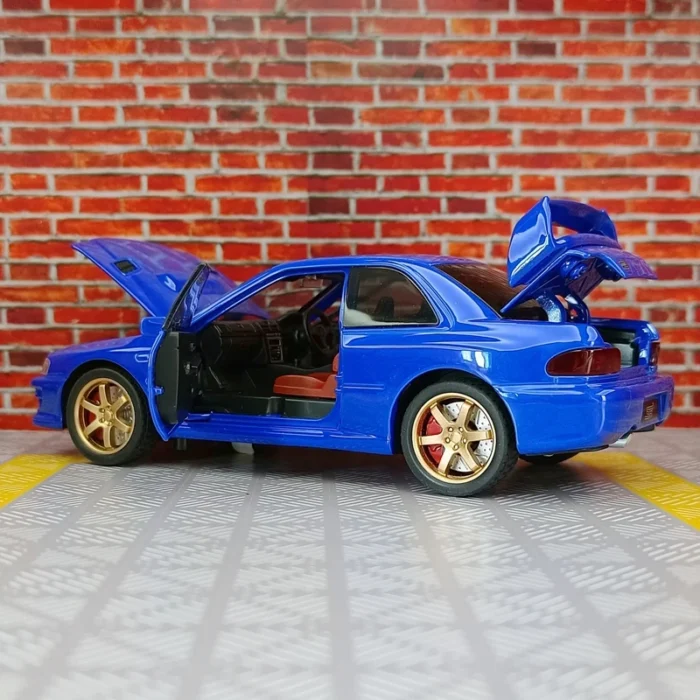 1:32 Subaru alloy supercar children's toy car model pull back acousto-optic car door and hood trunk can be opened rich details - Image 3