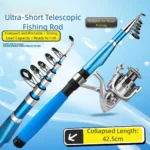 For Sea Beach & Outdoor Fishing Ultra Short Telescopic Fiberglass Fishing Rod Compact Retracted 42.5cm/44cm - Image 2