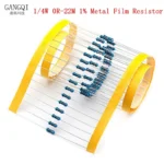 100PCS 1/4W 0R-22M 1% Metal Film Resistor 0.25W 0 2.2 10 100 120 150 220 270 330 470 1K 2.2K 4.7K 10K 100K 470K 1M 10M 20M ohms