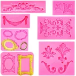 Baroque Style Curlicues Scroll Lace Fondant Silicone Mold Cake Border Decoration Cupcake Top Decoration Mold - Image 2