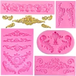 Baroque Style Curlicues Scroll Lace Fondant Silicone Mold Cake Border Decoration Cupcake Top Decoration Mold