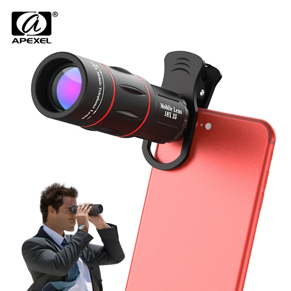 kf-HTB1j2lJsk9WBuNjSspeq6yz5VXaS APEXEL Universal 18x25 Monocular Zoom HD Optical Cell Phone Lens Observing Survey 18X telephoto lens with tripod for Smartphone - Image 1