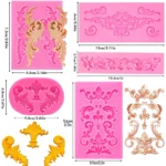 Baroque Style Curlicues Scroll Lace Fondant Silicone Mold Cake Border Decoration Cupcake Top Decoration Mold - Image 4