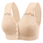 Soft Cotton Thin Cup Front Buckle Underwear Middle-aged Elderly Women Lace No Underwire Vest Type Extra Large Comfortable Bra - Image 3