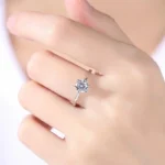 new exquisite never-fading luxurious classic single stone ring 50 Points/1 Carat/2 Carat Zirconia Open Ring Women's Jewelr - Image 4
