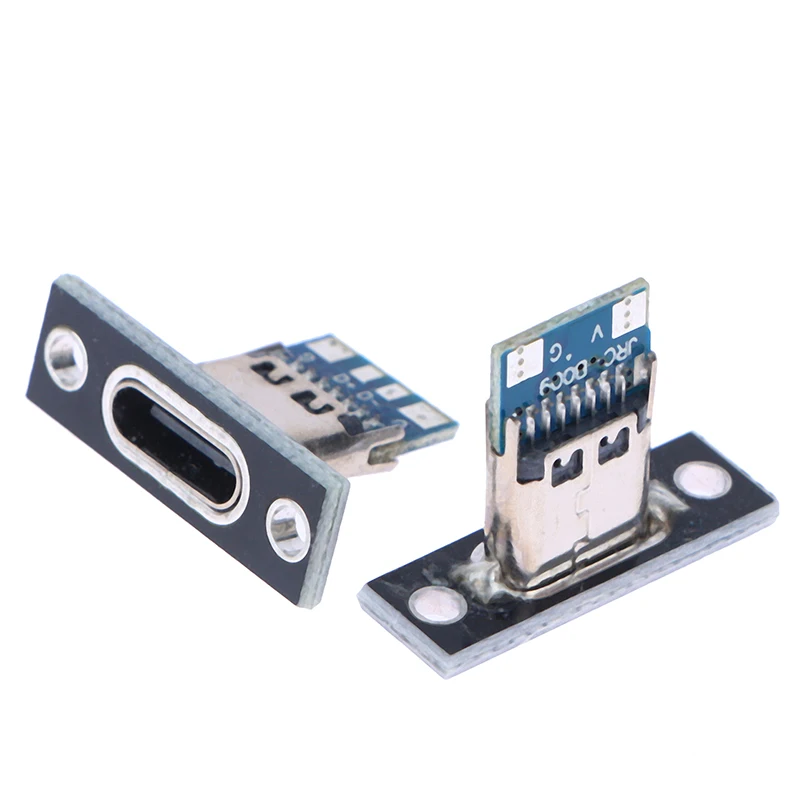 kf-S0709560d03494d8d8c67b0c8c562d33bD 10pcs USB 3.1 Type C Socket With Screw fixing plate Type-C USB Jack 3.1 Type-C 2Pin 4Pin Female Connector Jack Charging Port - Image 1