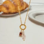 Uworld Fashion Minimalist Freshwater Pearl Pendant Necklace Stainless Steel Twelve Birthday Stone Zircon Pendant Necklace Women' - Image 3