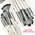 6/12pcs Acrylic Paint Brushes Set for Acrylic Oil Watercolor Gouache Artist Professional Painting Kits with Synthetic Nylon Tips