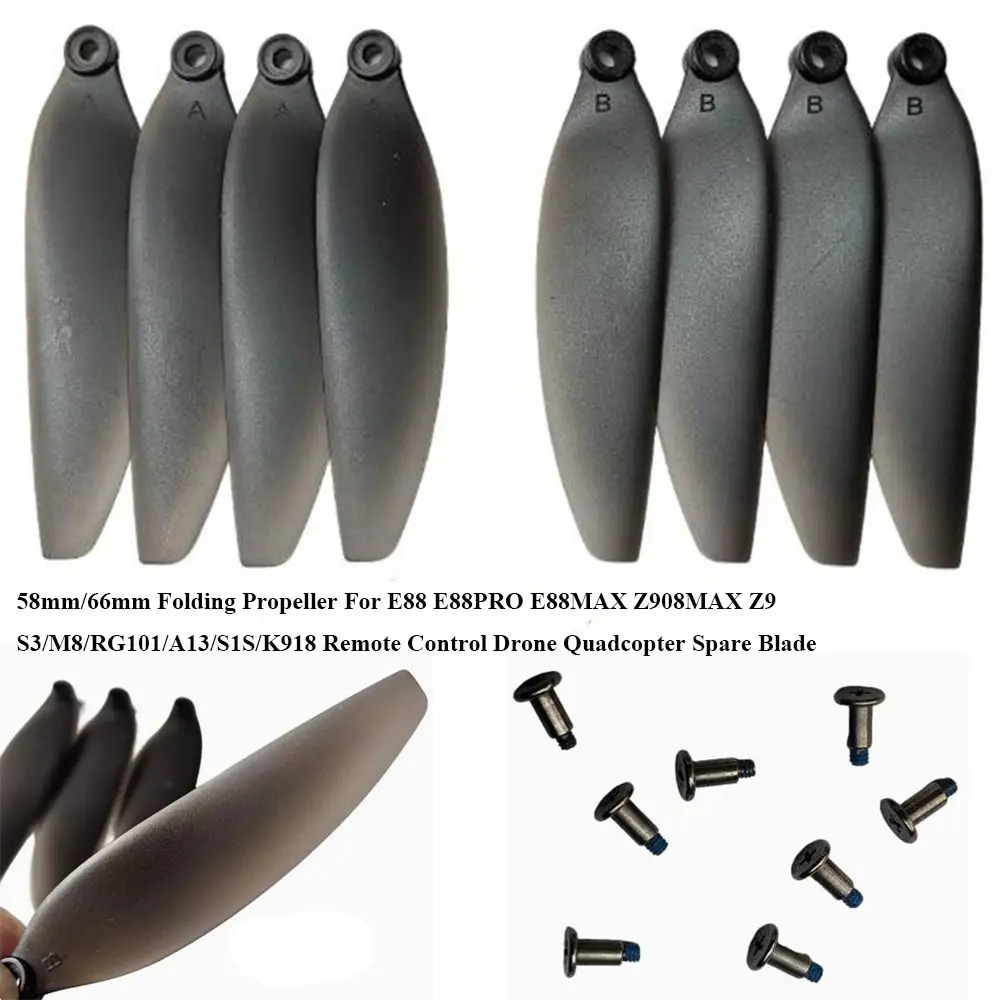 kf-S13c963ef32ac432690966fe5de0f8b0fy 58/66mm Folding Propeller For E88 E88PRO E88MAX Z908MAX Z9 S3/M8/RG101/A13/S1S/K918 Remote Control Drone Quadcopter Spare Blade - Image 1