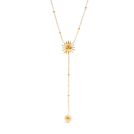 Youthway Minimalist Sun Smiley Pendant Stainless Steel Gold Color Necklace Women's Long Tassel Chain Jewelry Party Gifts