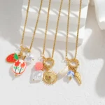 Fashion Gold-plated Stainless Steel Necklace Multi-element Pendant Simple Heart Flower Design Versatile Jewelry Gifts For Women - Image 3