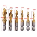 1pcs Hex Shank Titanium Plated HSS Screw Thread Metric Tap Drill Bits Screw Machine Compound Tap M3 M4 M5 M6 M8 M10 Hand Tools - Image 3