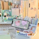 Japanese-style Desktop Pen Holder Cute Multi-functional Large-capacity Partition Drawer Desktop Stationery Organizer Storage Box - Image 5