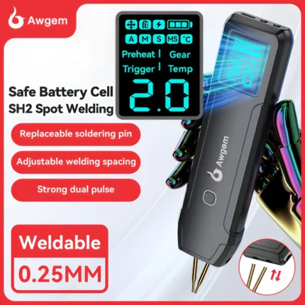 Awgem Portable Spot Welder DIY Handheld Spot Welding Machine 90 Gears Adjustable Spot Welding for 18650 Lithium Battery