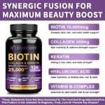 Biotin + Collagen + Keratin Capsules - Promotes Hair Growth, Strengthens Weak Nails, Anti-Aging, Supports Joints & Bones - Image 4