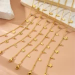 DIEYURO 316L Stainless Steel Golden Snowflake Butterfly Crown Key Lightning Zircon Necklace Bracelet Set Trend Jewelry Sets Gift - Image 5