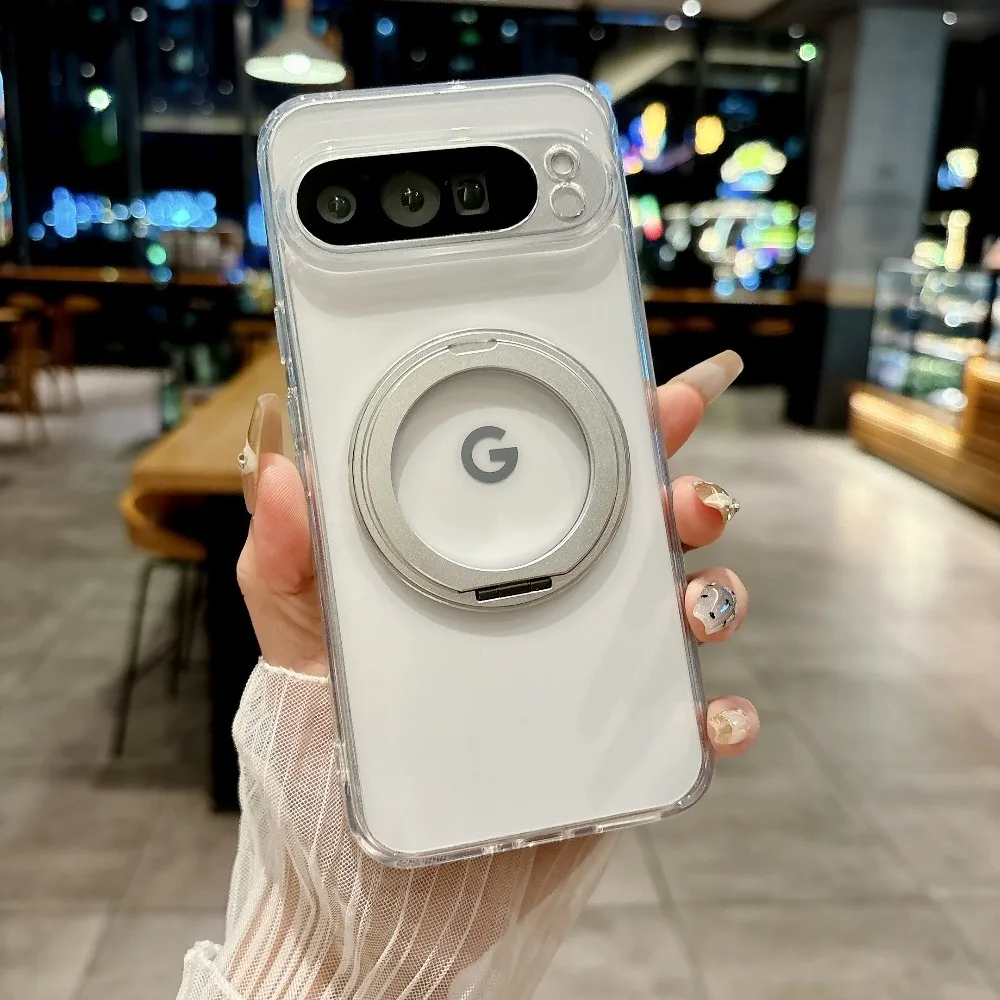 kf-S2f1a8b8f21504580baba561b196404a2v for Magsafe Matte Rotating Bracket Case for Google Pixel 10 9 Pro XL 8 7 6 9A 8A 7A 6A Holder Stand Transparent Shockproof Cover - Image 1