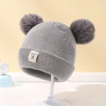Solid Color Wool Knitted Bonnet Bebe Newborn Baby Hat Pompom Cute Winter Hat For Kids Boys Girls Children Warm Beanie Cap 0-3Y - Image 3