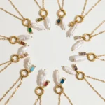 Uworld Fashion Minimalist Freshwater Pearl Pendant Necklace Stainless Steel Twelve Birthday Stone Zircon Pendant Necklace Women' - Image 4