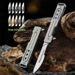 Titanium Alloy Scalpel Fast Open Folding Knife EDC Unpacking Pocket Knife Outdoor Camping Knife with 10pcs Replaceable Blades - Image 2